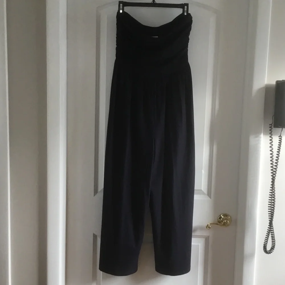 Susana Monaco Midnight Ruched Strapless Jumpsuit - Medium - Picture 5 of 9